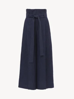 Pantalons Et Shorts-Chloé Pantalon Jupe-Culotte Large True Indigo