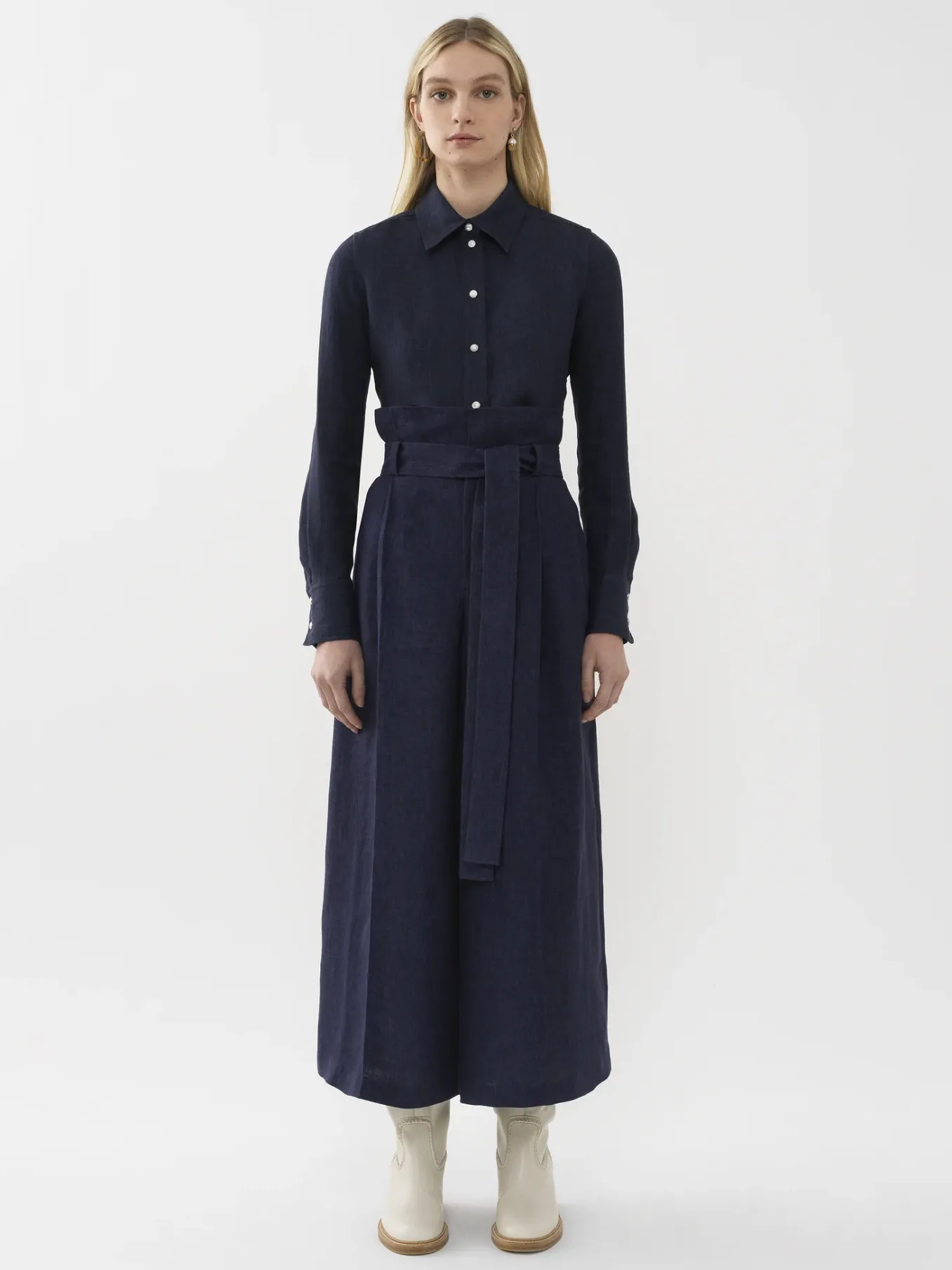 Pantalons Et Shorts-Chloé Pantalon Jupe-Culotte Large True Indigo