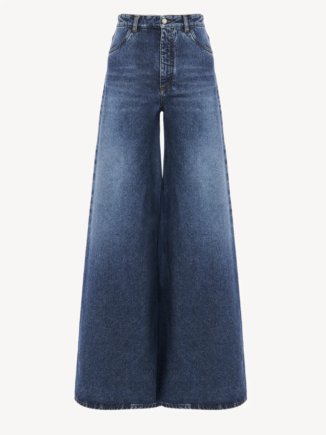Pantalons Et Shorts-Chloé Pantalon Large Faded Denim