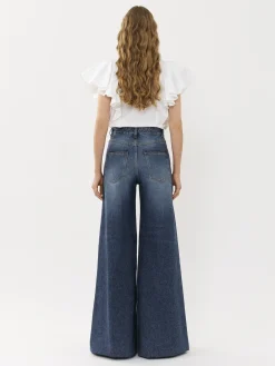 Pantalons Et Shorts-Chloé Pantalon Large Faded Denim