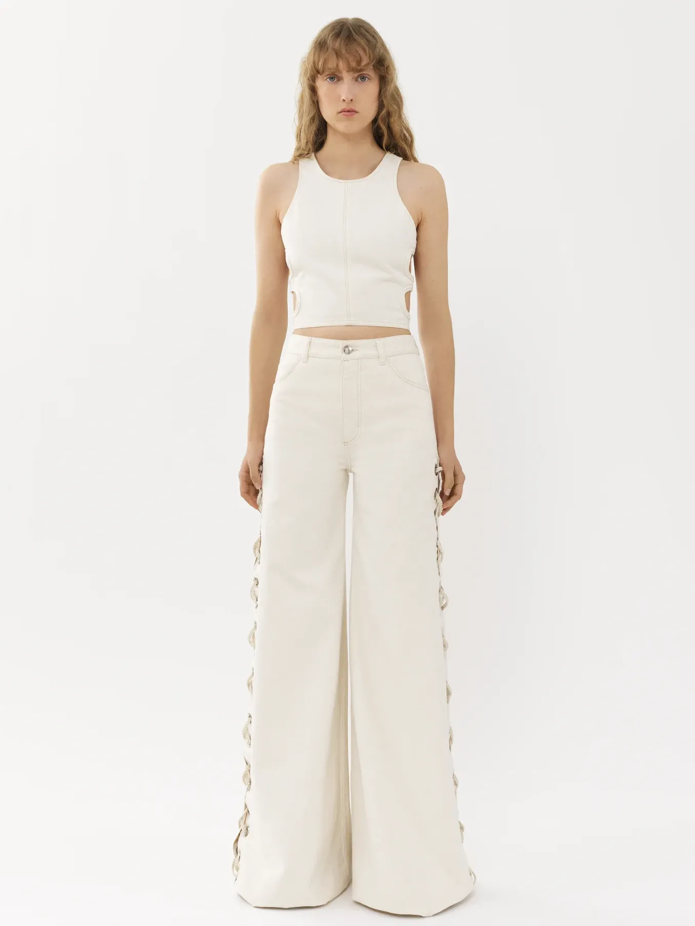 Pantalons Et Shorts-Chloé Pantalon Large A Lacets Iconic Milk