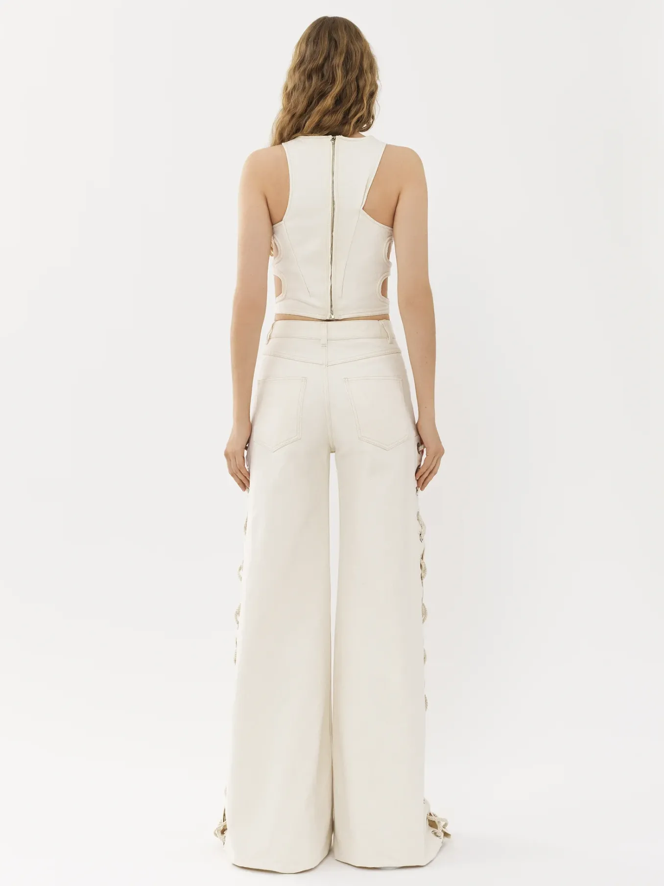 Pantalons Et Shorts-Chloé Pantalon Large A Lacets Iconic Milk