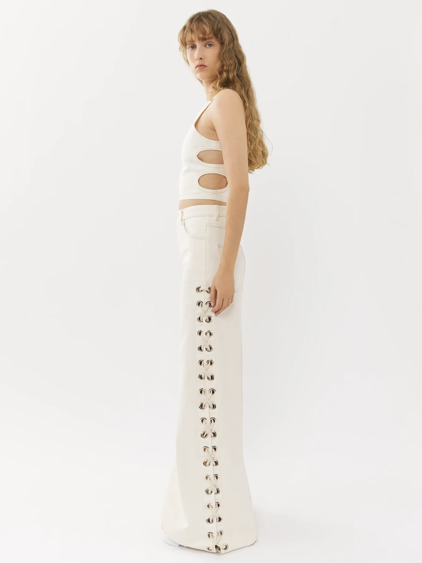 Pantalons Et Shorts-Chloé Pantalon Large A Lacets Iconic Milk