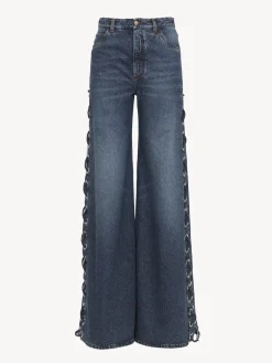 Pantalons Et Shorts-Chloé Pantalon Large A Lacets Faded Denim