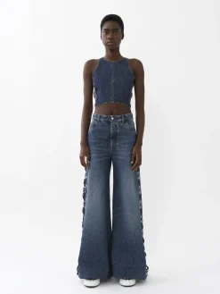 Pantalons Et Shorts-Chloé Pantalon Large A Lacets Faded Denim