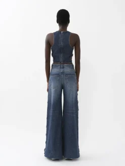 Pantalons Et Shorts-Chloé Pantalon Large A Lacets Faded Denim
