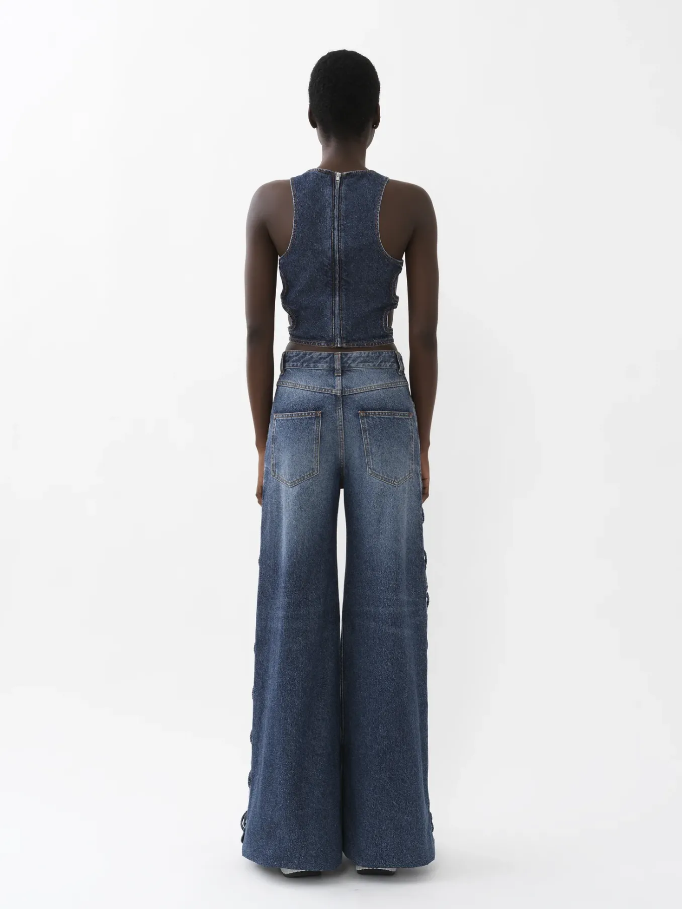 Pantalons Et Shorts-Chloé Pantalon Large A Lacets Faded Denim