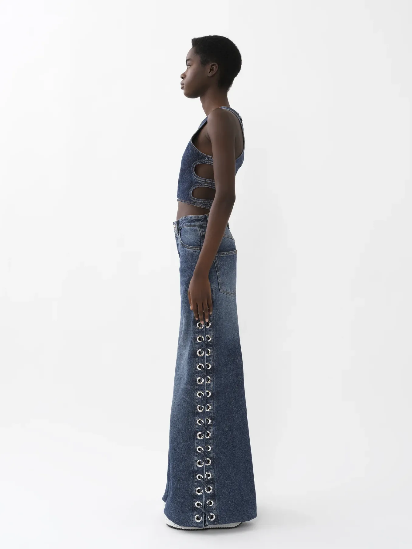 Pantalons Et Shorts-Chloé Pantalon Large A Lacets Faded Denim
