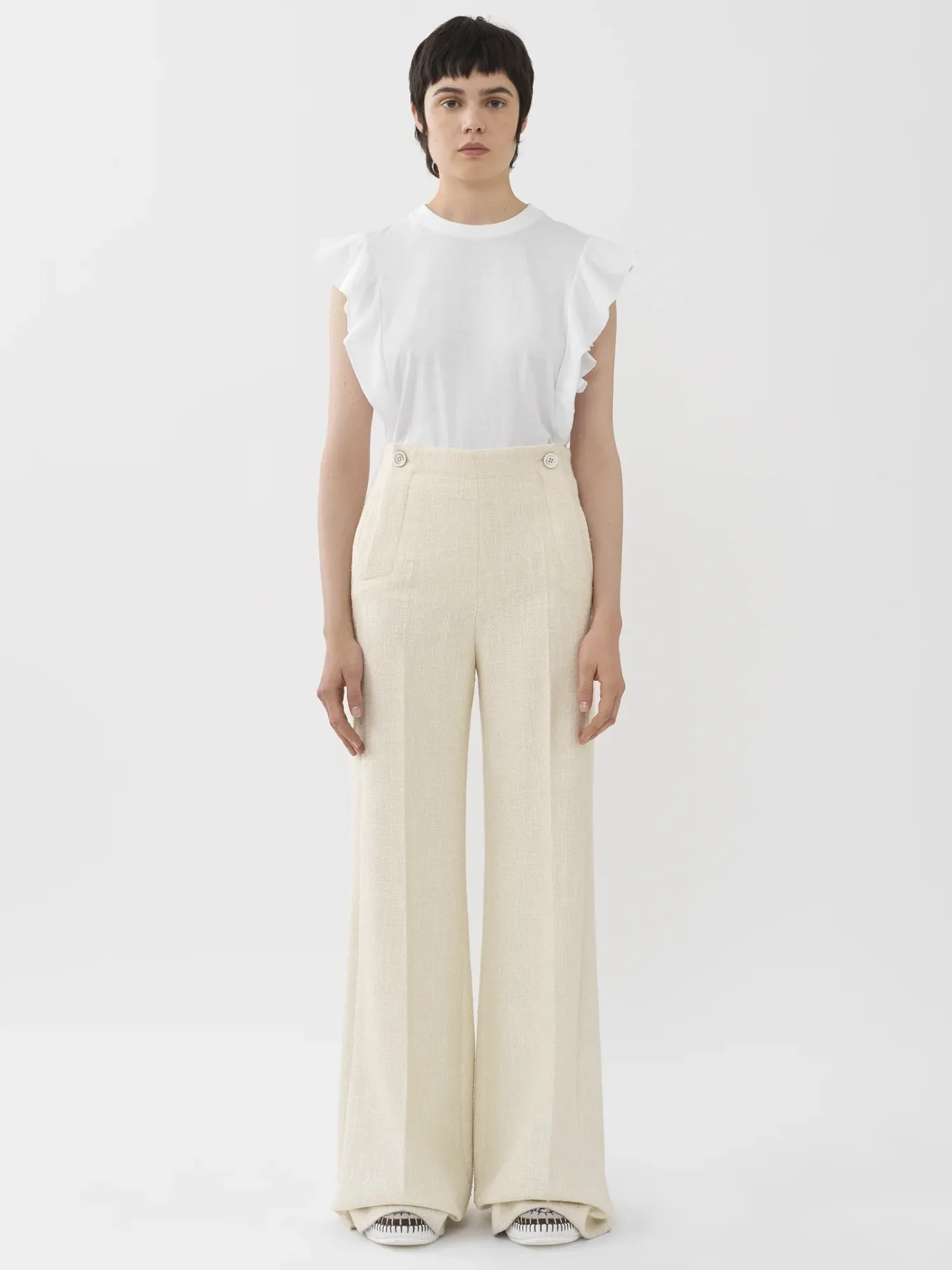 Pantalons Et Shorts-Chloé Pantalon Large A Pont Coconut Milk