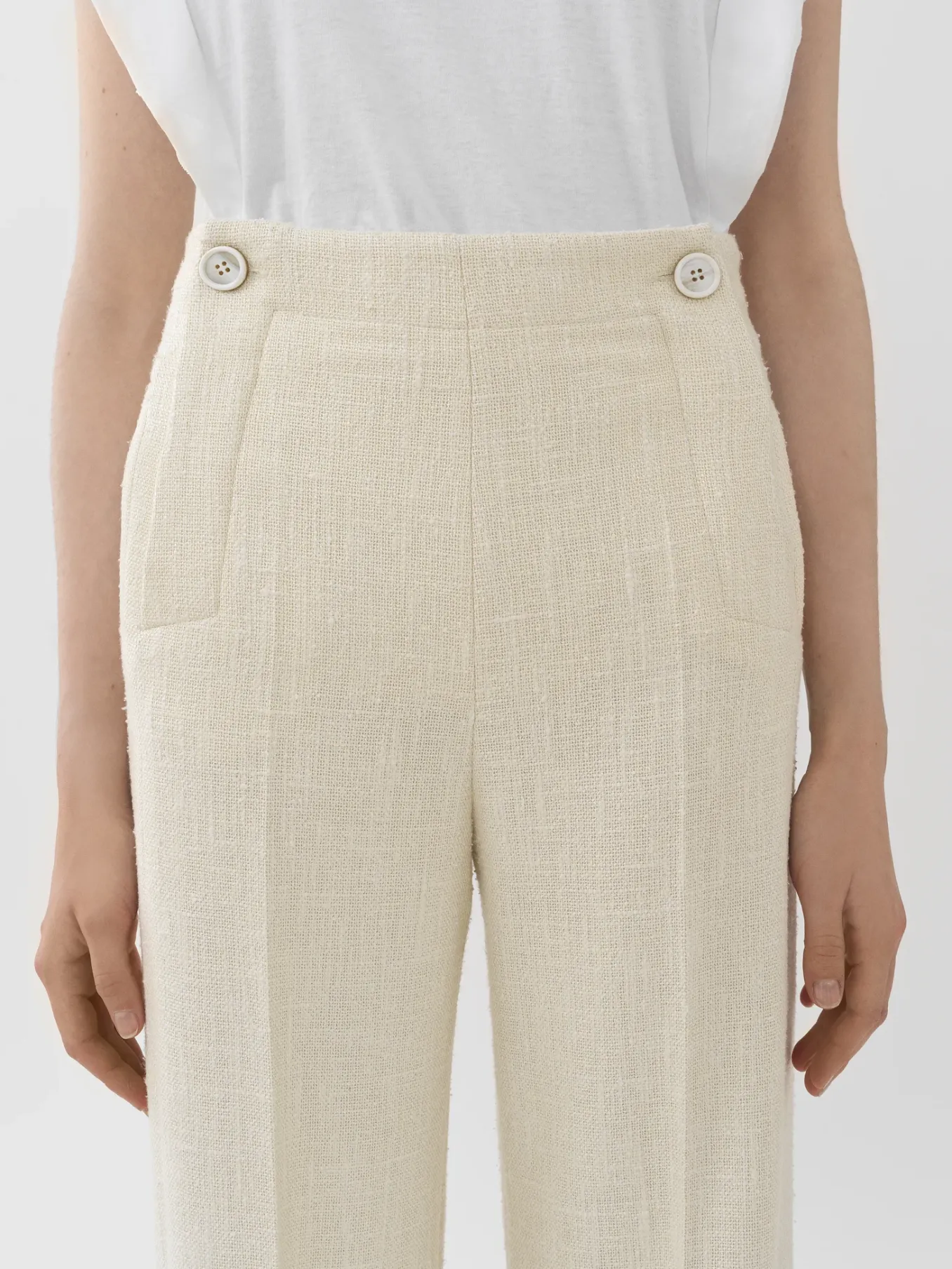 Pantalons Et Shorts-Chloé Pantalon Large A Pont Coconut Milk
