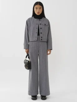 Vêtements-Chloé Pantalon Large A Revers Blue - White 1
