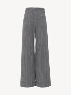 Vêtements-Chloé Pantalon Large A Revers Blue - White 1
