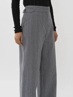 Vêtements-Chloé Pantalon Large A Revers Blue - White 1