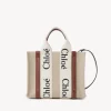 Sacs Cabas-Chloé Petit Cabas Woody A Bandoulière White - Brown 1