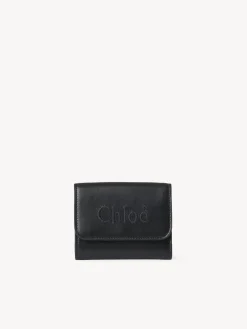 Portefeuilles Compacts-Chloé Petit Portefeuille A Trois Volets Chloe Sense Noir