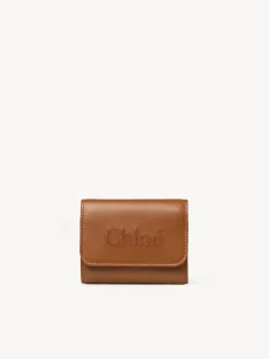 Portefeuilles Compacts-Chloé Petit Portefeuille A Trois Volets Chloe Sense Caramel