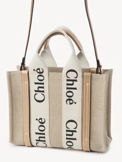 Sacs Cabas-Chloé Petit Sac Cabas Woody A Bandoulière White - Beige 1