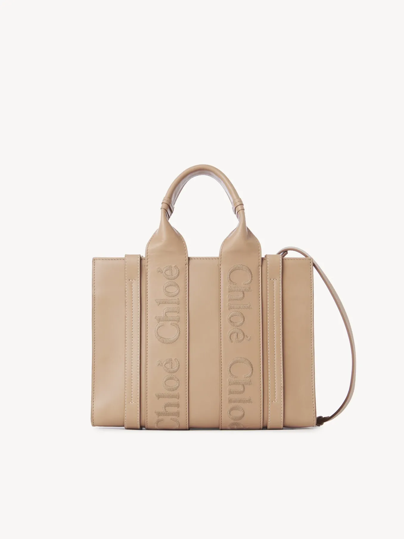Sacs Cabas-Chloé Petit Sac Cabas Woody A Bandoulière Light Tan