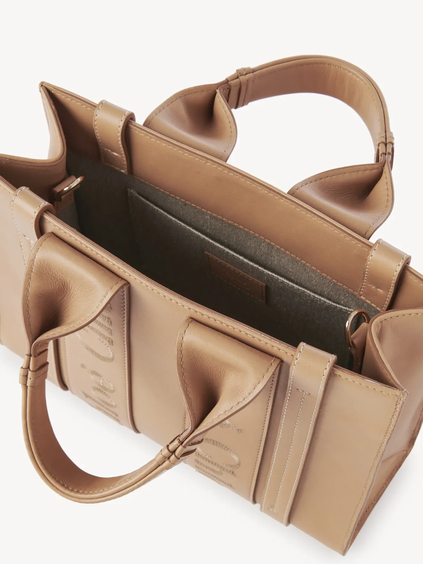 Sacs Cabas-Chloé Petit Sac Cabas Woody A Bandoulière Light Tan