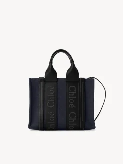 Sacs Cabas-Chloé Petit Sac Cabas Woody A Bandoulière Deep Denim