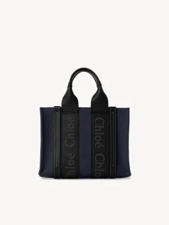 Sacs Cabas-Chloé Petit Sac Cabas Woody A Bandoulière Deep Denim
