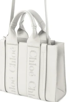 Sacs Cabas-Chloé Petit Sac Cabas Woody A Bandoulière Blanc