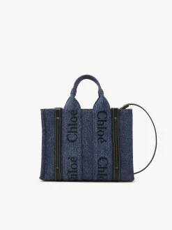 Sacs Cabas-Chloé Petit Sac Cabas Woody A Bandoulière Denim