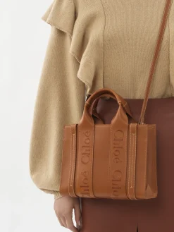 Sacs Cabas-Chloé Petit Sac Cabas Woody A Bandoulière Caramel