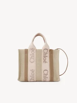 Sacs Cabas-Chloé Petit Sac Cabas Woody A Bandoulière Blushy Beige