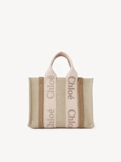 Sacs Cabas-Chloé Petit Sac Cabas Woody A Bandoulière Blushy Beige