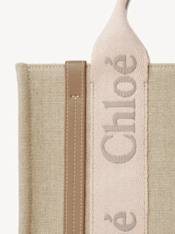 Sacs Cabas-Chloé Petit Sac Cabas Woody A Bandoulière Blushy Beige