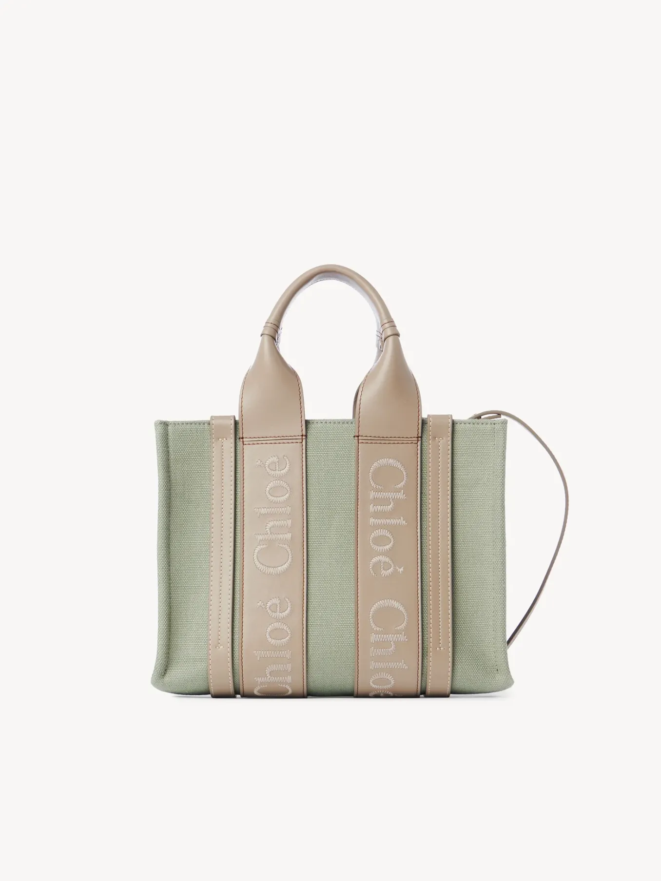 Sacs Cabas-Chloé Petit Sac Cabas Woody A Bandoulière Faded Green