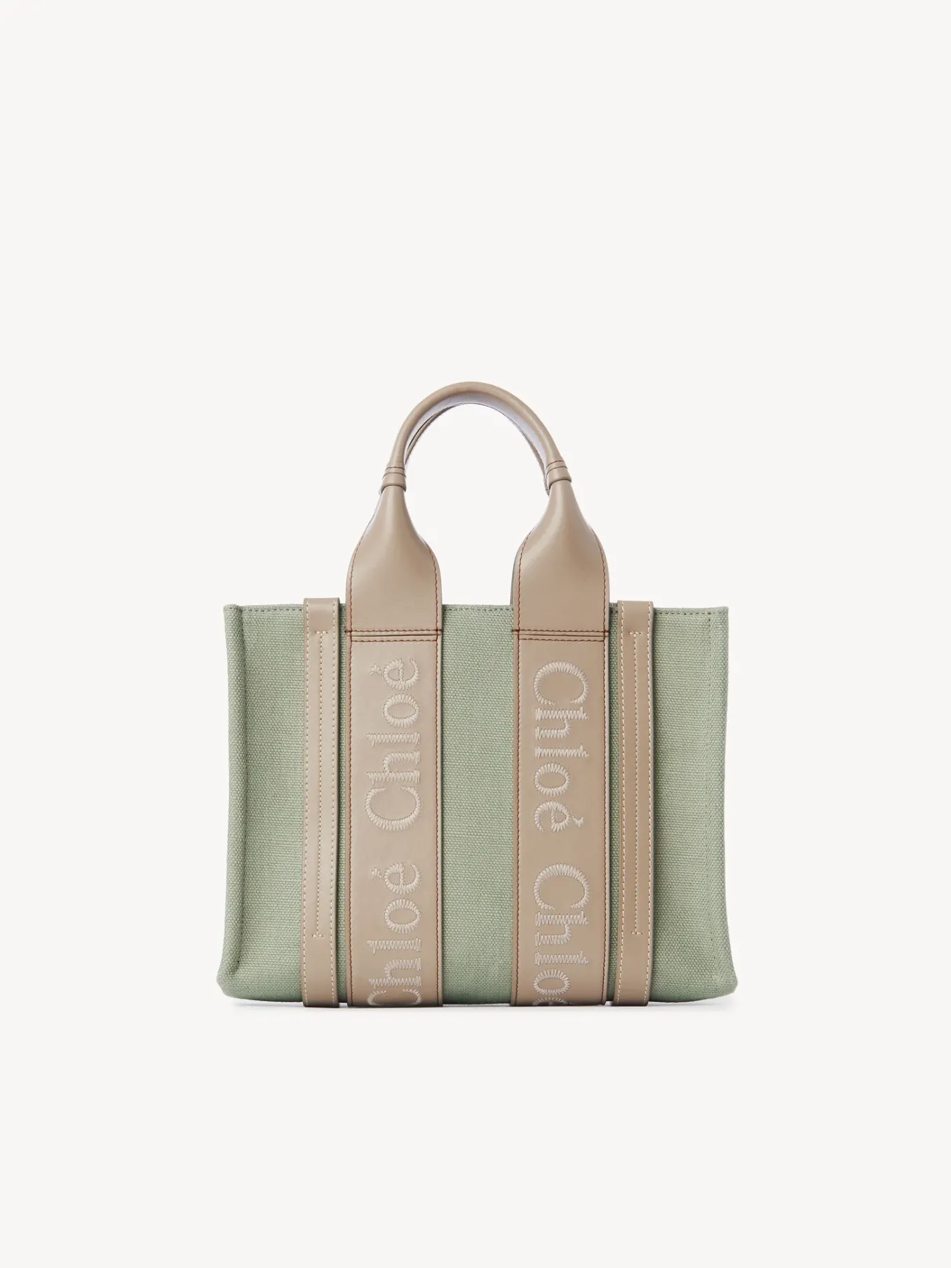 Sacs Cabas-Chloé Petit Sac Cabas Woody A Bandoulière Faded Green