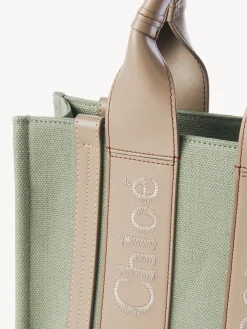 Sacs Cabas-Chloé Petit Sac Cabas Woody A Bandoulière Faded Green