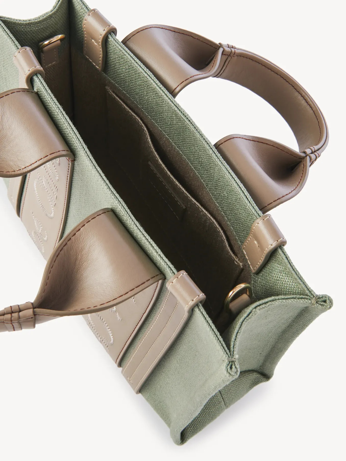 Sacs Cabas-Chloé Petit Sac Cabas Woody A Bandoulière Faded Green