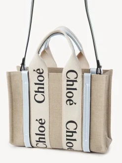 Sacs À Bandoulière-Chloé Petit Sac Cabas Woody A Bandoulière White - Blue 2