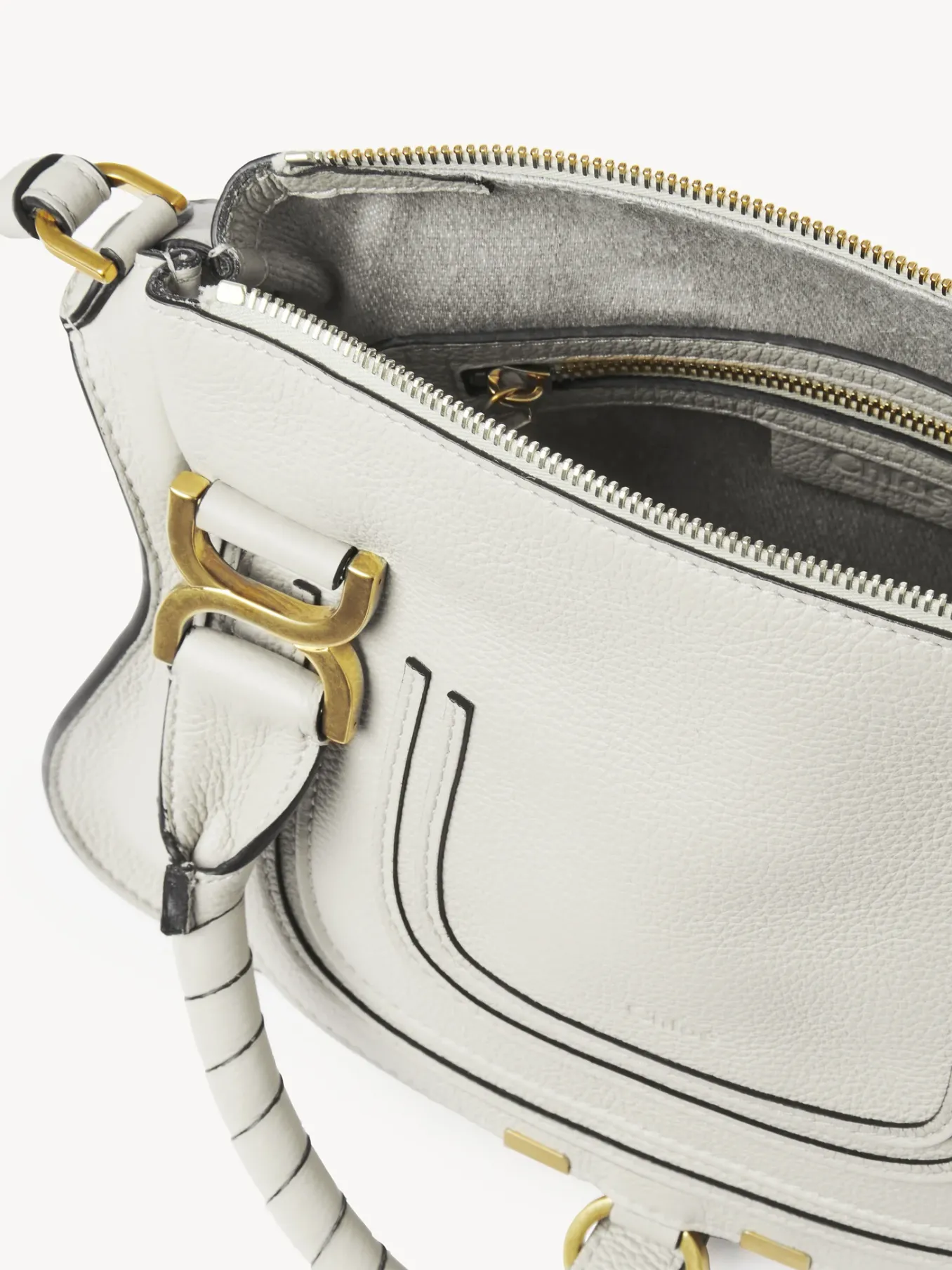Sacs À Bandoulière-Chloé Petit Sac Double Porte Marcie Blanc