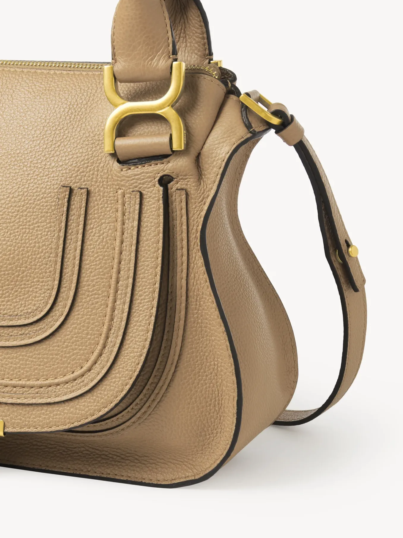 Sacs À Bandoulière-Chloé Petit Sac Double Porte Marcie Milky Brown