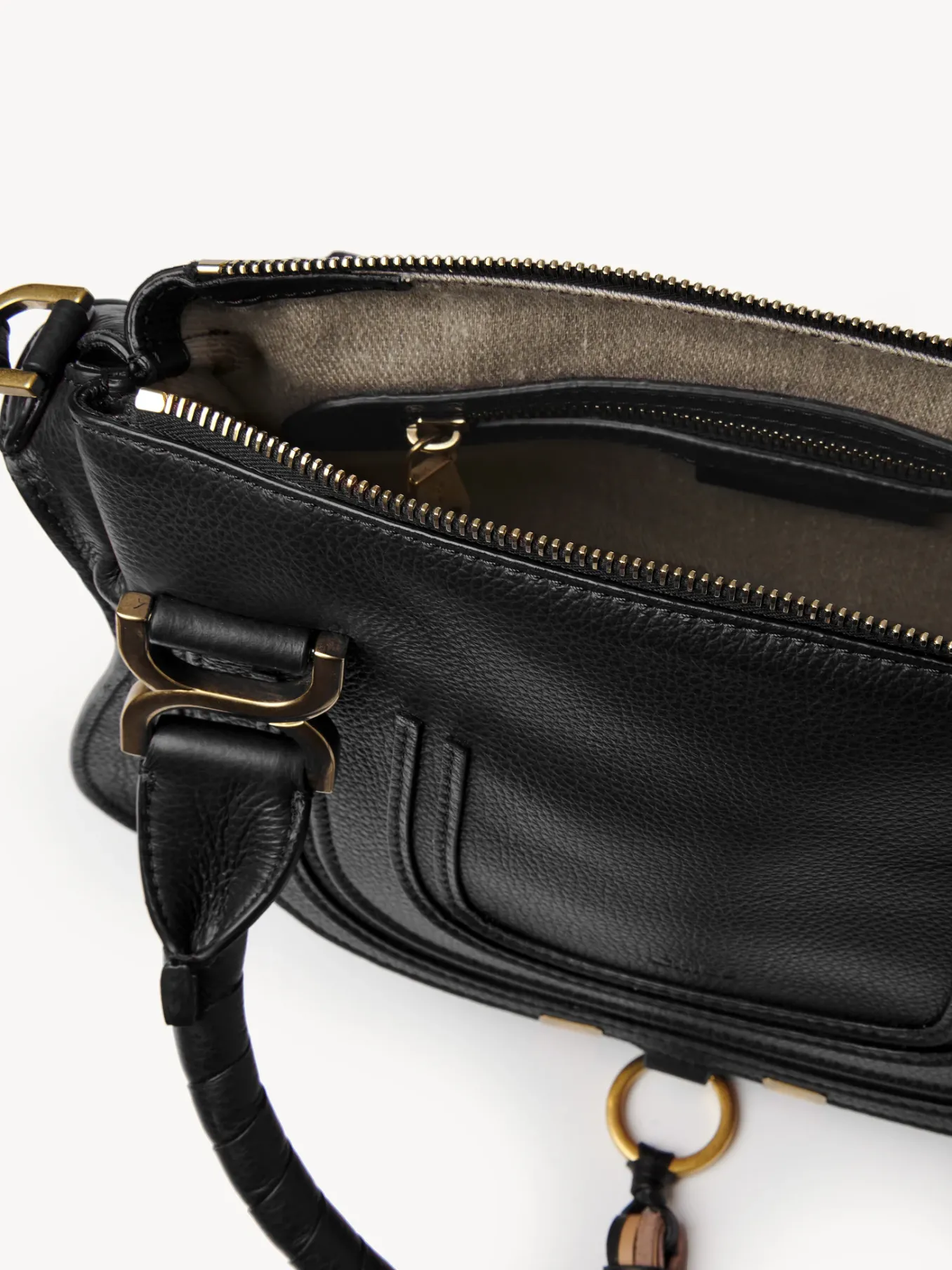 Sacs À Bandoulière-Chloé Petit Sac Double Porte Marcie Noir