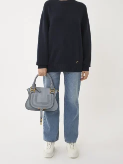 Sacs À Bandoulière-Chloé Petit Sac Double Porte Marcie Storm Blue