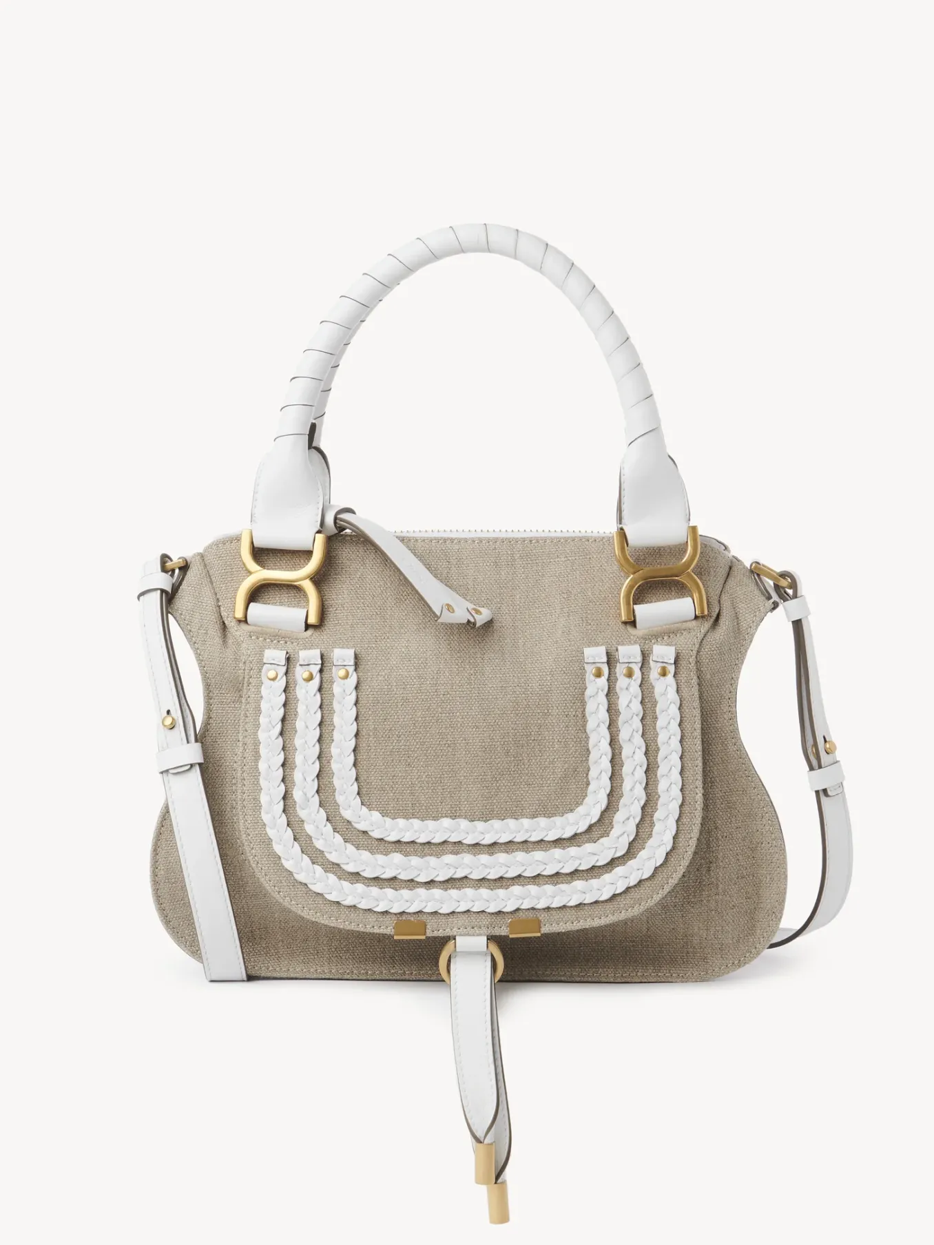 Sacs À Bandoulière-Chloé Petit Sac Double Porte Marcie Blanc