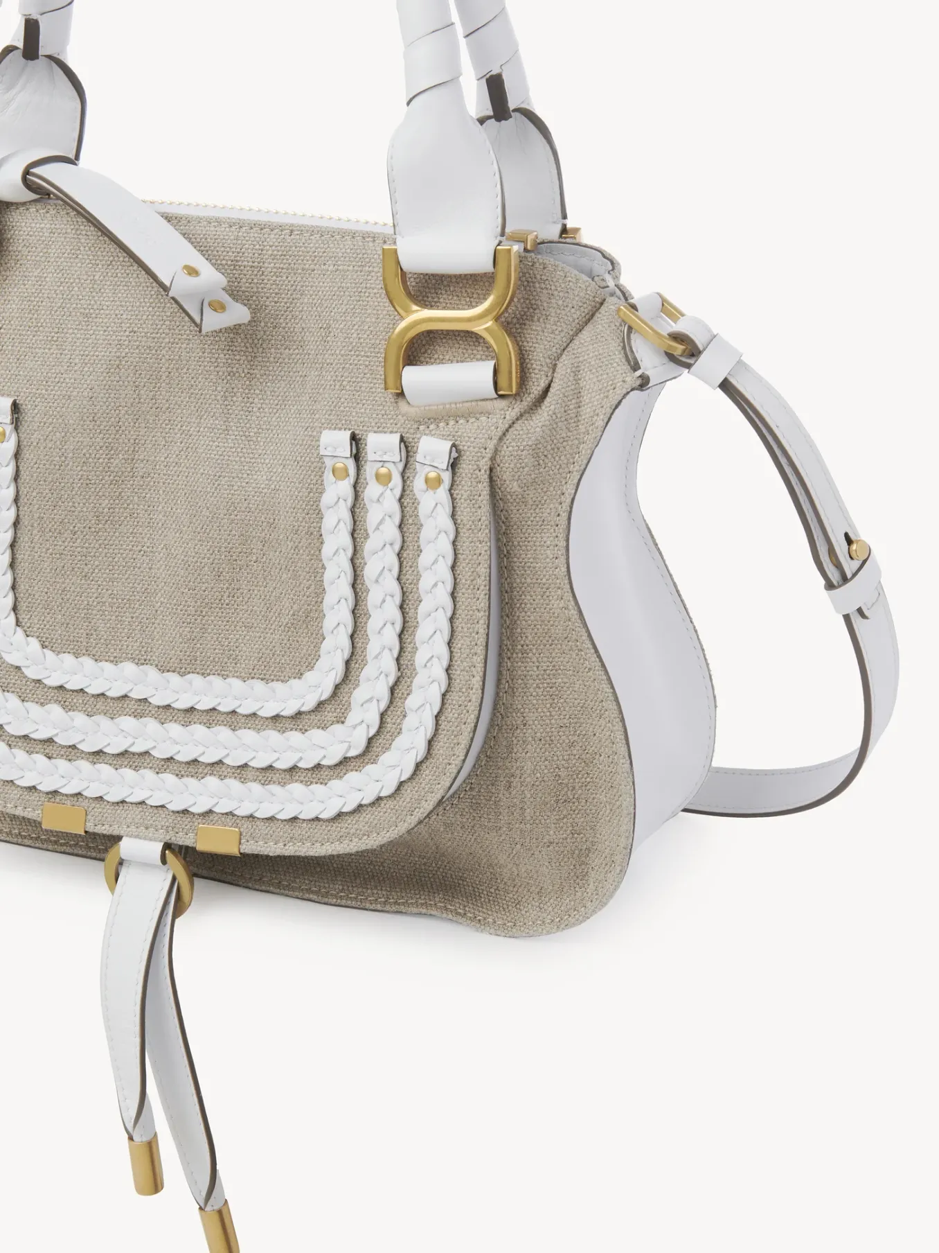 Sacs À Bandoulière-Chloé Petit Sac Double Porte Marcie Blanc