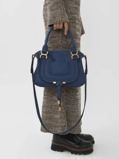 Sacs À Bandoulière-Chloé Petit Sac Double Porte Marcie Deep Denim