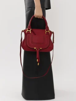 Sacs À Bandoulière-Chloé Petit Sac Double Porte Marcie Reddish Pink