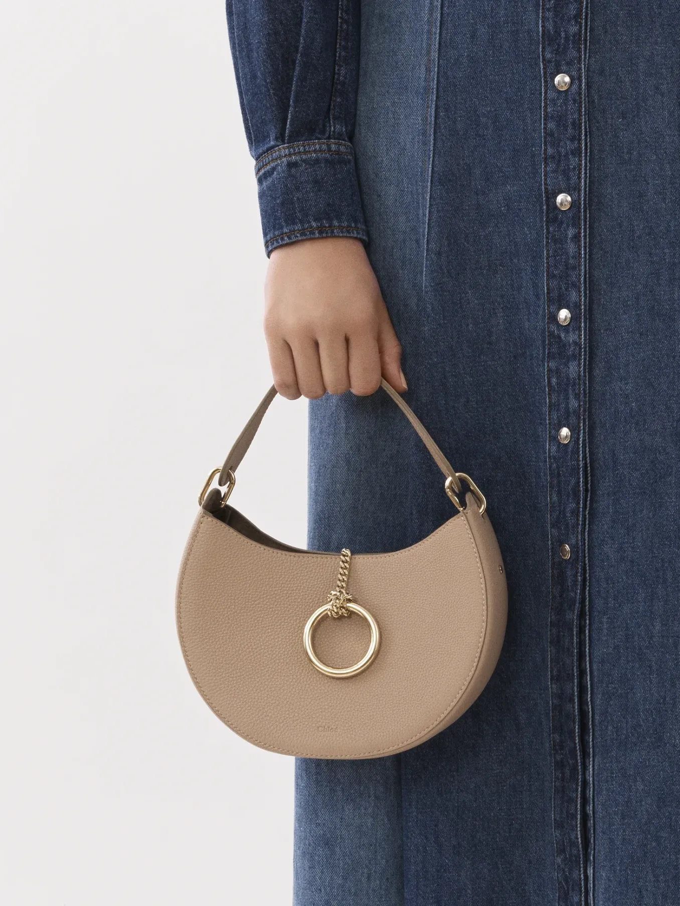 Sacs À Bandoulière-Chloé Petit Sac Hobo Arlene Nomad Beige