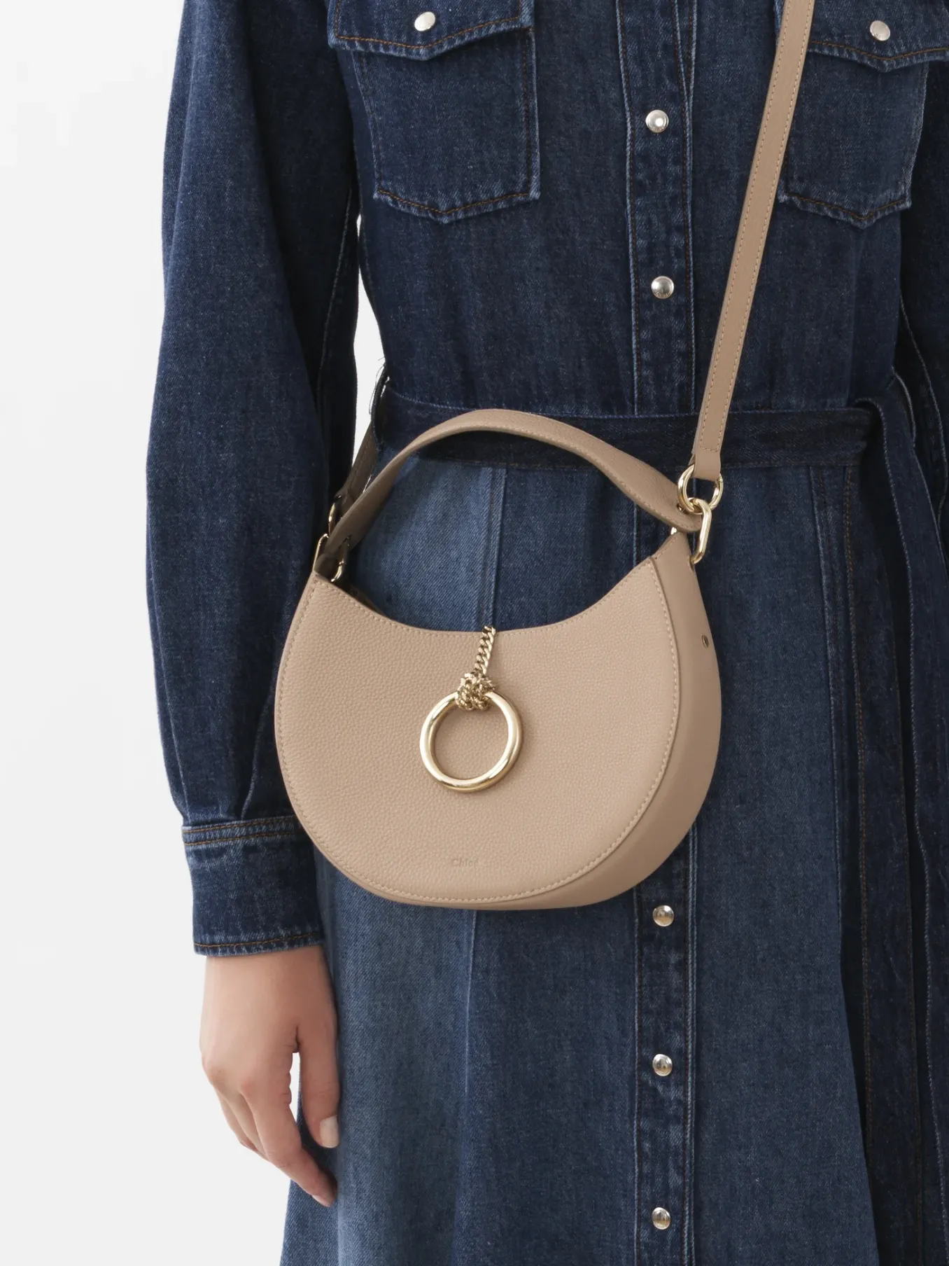 Sacs À Bandoulière-Chloé Petit Sac Hobo Arlene Nomad Beige