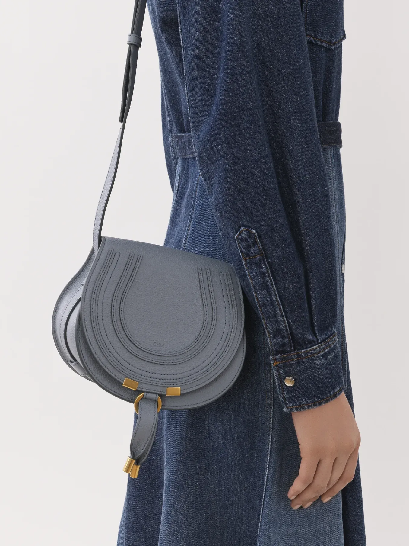 Sacs À Bandoulière-Chloé Petit Sac Porte Épaule Marcie Storm Blue