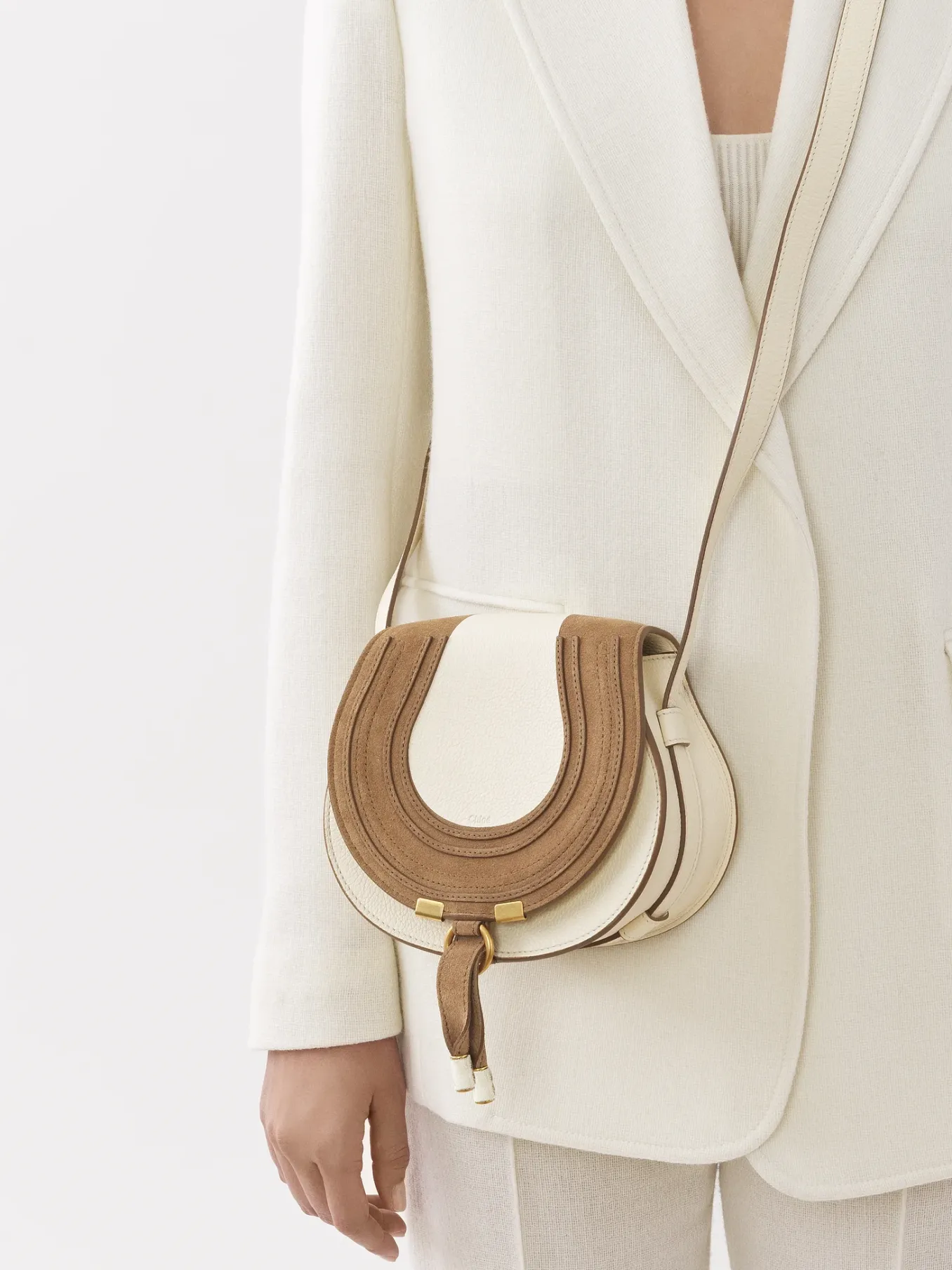 Sacs À Bandoulière-Chloé Petit Sac Porte Épaule Marcie Misty Ivory