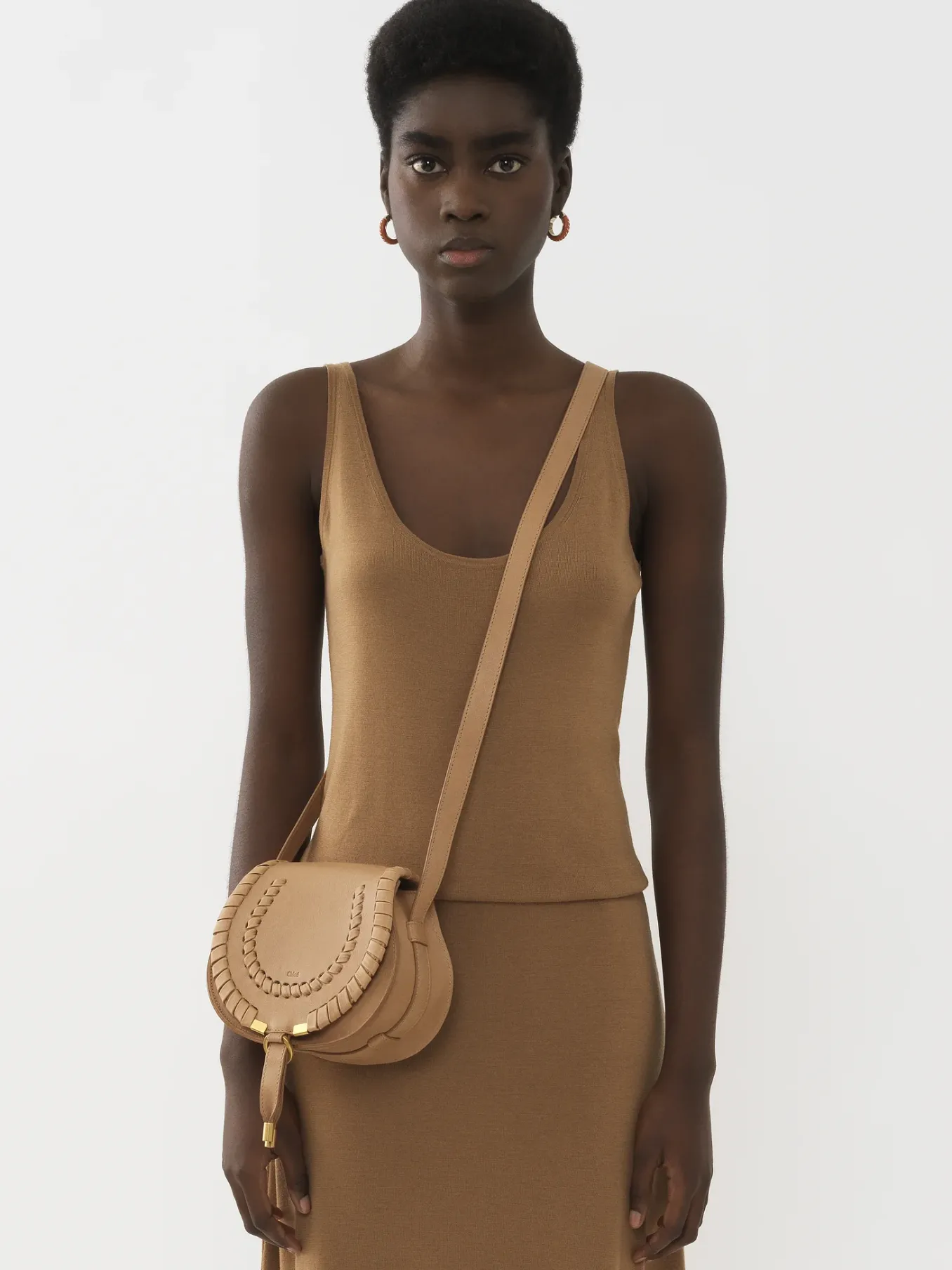 Sacs À Bandoulière-Chloé Petit Sac Porte Épaule Marcie Light Tan