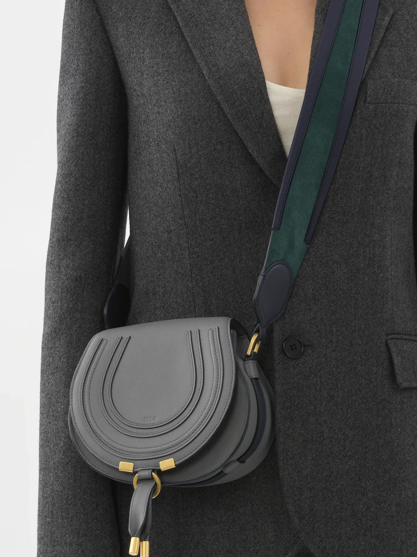 Sacs À Bandoulière-Chloé Petit Sac Porte Épaule Marcie Graphic Grey